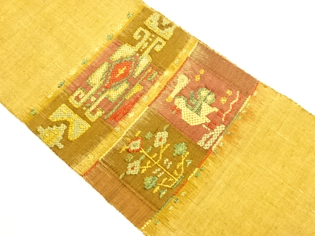 JAPANESE NAGOYA OBI / TSUMUGI / WOVEN FLOWER